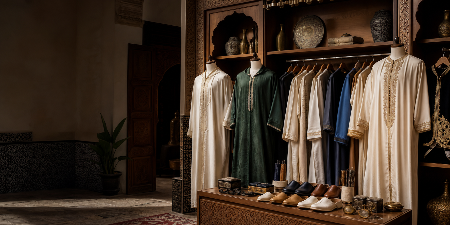 Vetements traditionnels marocains pour hommes a Fes Medina